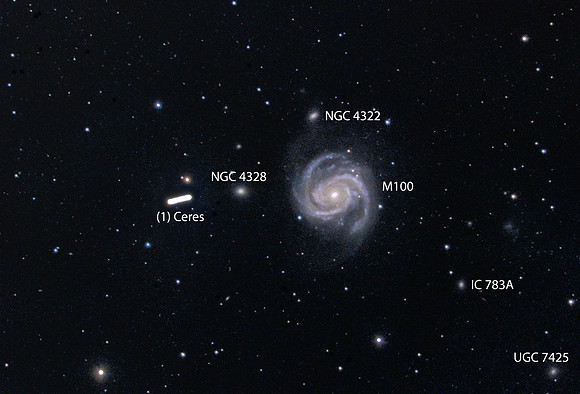 Dwarf Planet Ceres and Spiral Galaxy M100