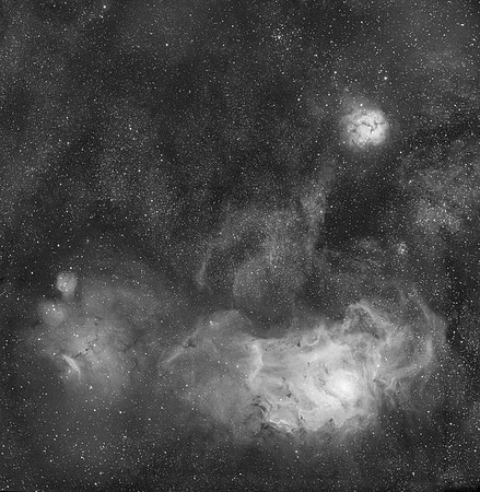 M8 (Lagoon Nebula) and M20 (Trifid Nebula)