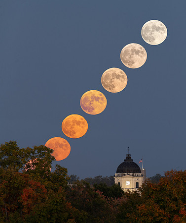 Rising Moon over Monroe County Courthouse