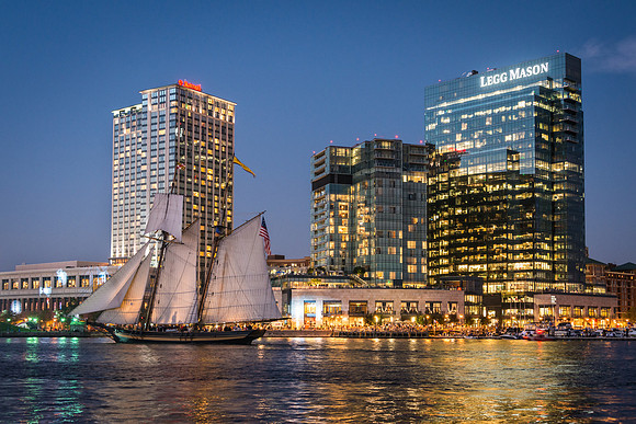 Pride of Baltimore II Sailing by Harbor East